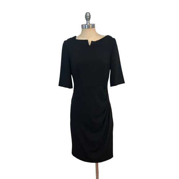 LK BENNETT Black Short Sleeve Pencil Sheath Dress US 6 8 - Picture 1 of 4